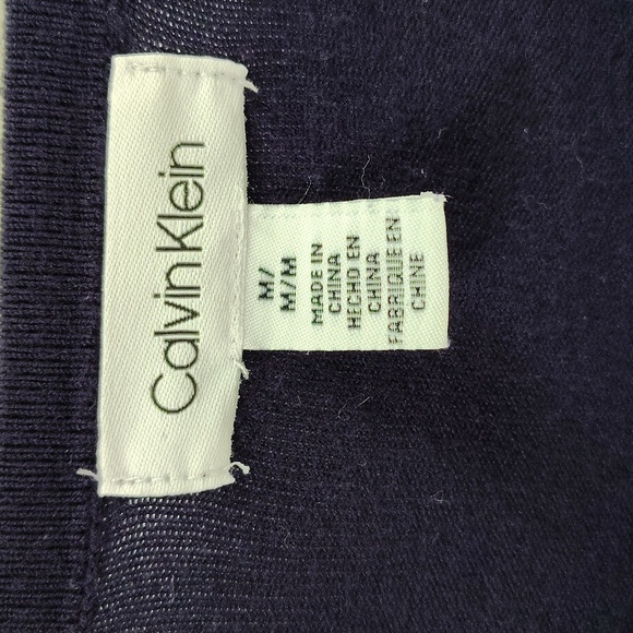 Calvin Klein Pullover Sweater Medium With Striped Faux Shirt Long Sleeve - Picture 5 of 8